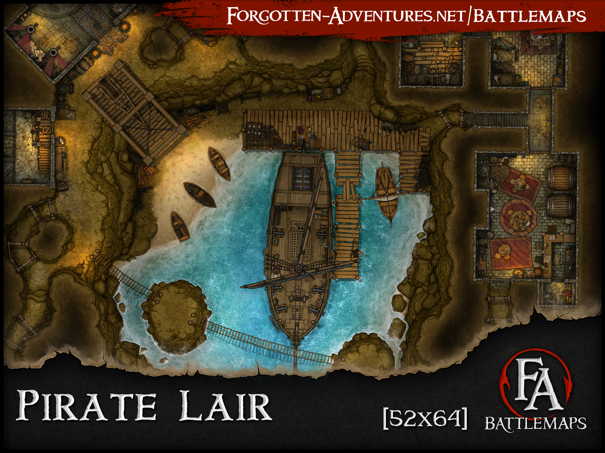 Pirate Lair [52x64] battlemap preview