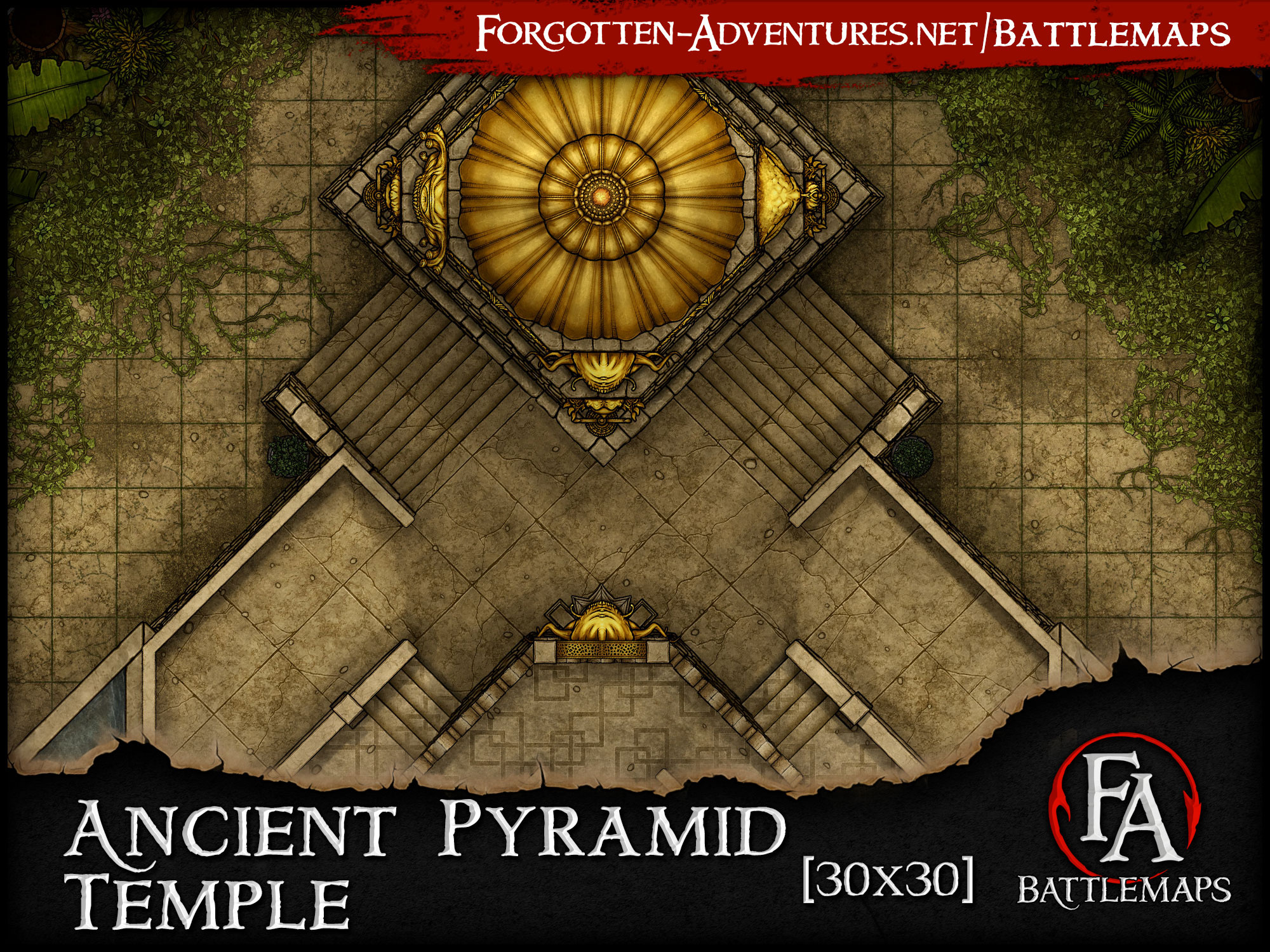 Ancient Pyramid Temple [30x30] battlemap preview